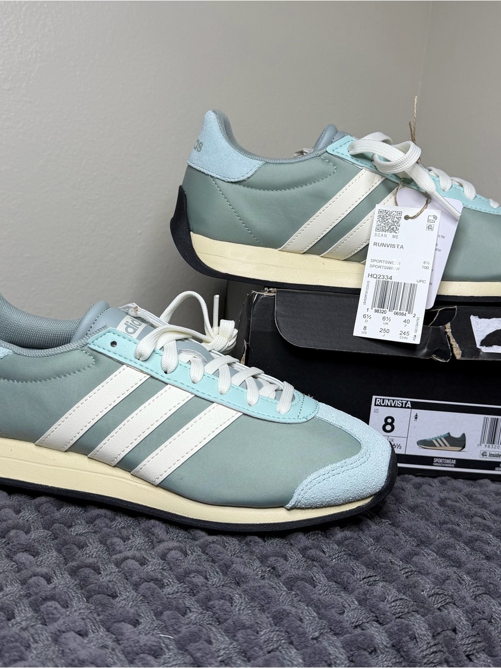 adidas RunVista Sneakers in Sage & White